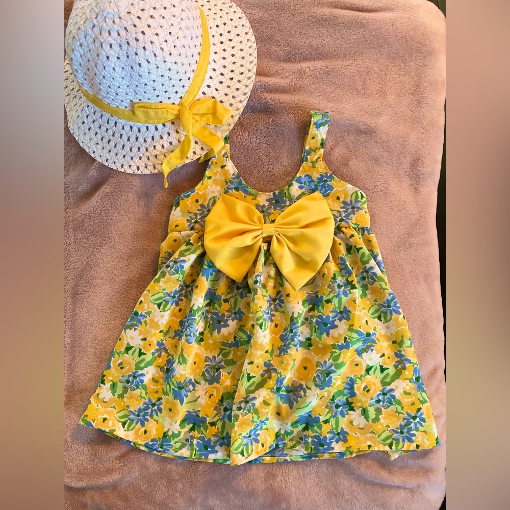 Baby girl spring dress with hat